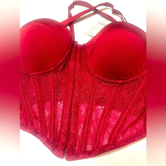 Windsor Burgundy Sweetheart Corset Sz S Crisscross Straps Lace - Picture 4 of 7